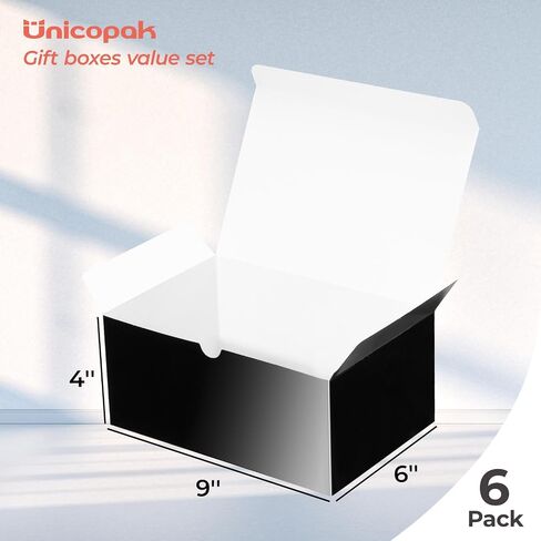 UnicoPak 6 Pack 9x6x4 Gift Boxes White Gift Boxes with Lids for Presents White Boxes Bulk for Gifts Birthday Wedding Bridesmaid Proposal Valentine Holiday Christmas in Kuwait