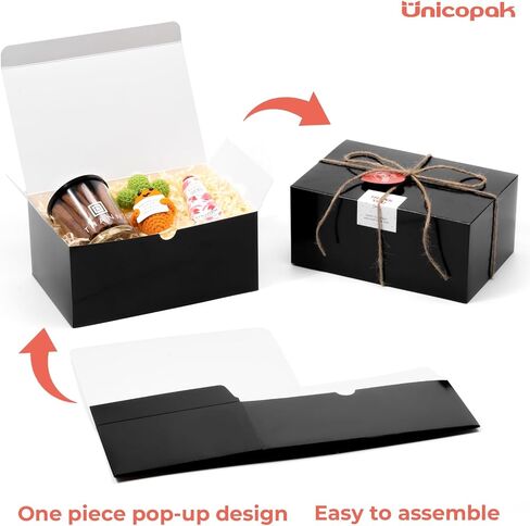 UnicoPak 6 Pack 9x6x4 Gift Boxes White Gift Boxes with Lids for Presents White Boxes Bulk for Gifts Birthday Wedding Bridesmaid Proposal Valentine Holiday Christmas in Kuwait