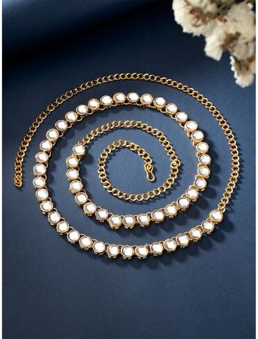 Aheli Ethnic Faux Stone Waist Charm Jewelry Kamar Patta Belly Chain Indian Traditional Sari Saree Belt Gift for Women in Saudi Arabia