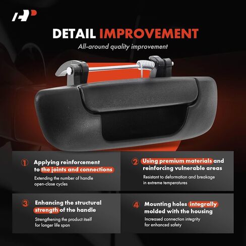 A-Premium Upgraded Metal Tailgate Handle Compatible with 2002-2008 Dodge Ram 1500 & 2003-2009 Ram 2500 Ram 3500 - Textured Black Latch Handle, Replace# 55276237AA in Saudi Arabia