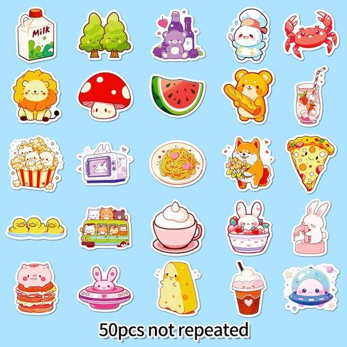 50pcs ملصقات الراكون لطيف ملصق حيوان لطيف لزجاجة الماء كمبيوتر محمول ، مستلزمات سكرابوكينغ ملصقات حيوانات فينيل مقاومة للماء للفتيات المراهقات البالغين in Kuwait