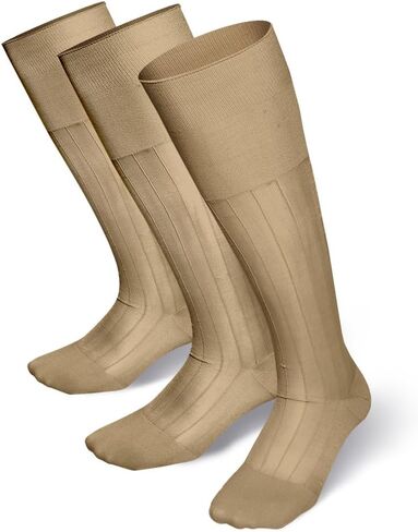Men's Ribbed Sheer Nylon Over the Calf Dress Socks – Breathable Suit Tuxedo Trousers Socks (3-Pack) in Kuwait