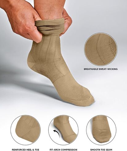 Men's Ribbed Sheer Nylon Over the Calf Dress Socks – Breathable Suit Tuxedo Trousers Socks (3-Pack) in Kuwait