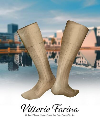 Men's Ribbed Sheer Nylon Over the Calf Dress Socks – Breathable Suit Tuxedo Trousers Socks (3-Pack) in Kuwait
