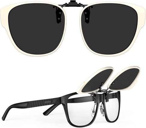 Goiteia Polarized Clip on Sunglasses over Prescription Glasses for Women Men-Urban Minimalist Round Frame,UV400Protection in Kuwait