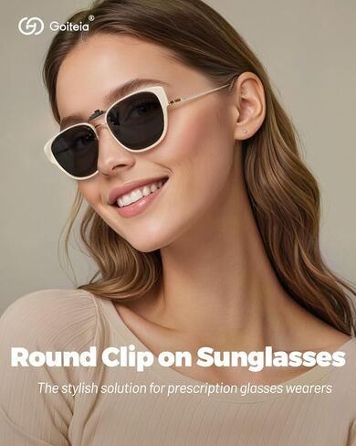 Goiteia Polarized Clip on Sunglasses over Prescription Glasses for Women Men-Urban Minimalist Round Frame,UV400Protection in Kuwait