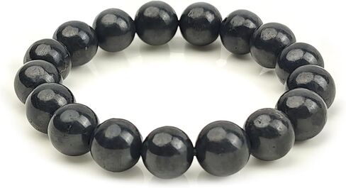 Shungite Bracelet - Natural Black Shungite Stone Beads, Healing Crystal Energy Protection, Handcrafted Jewelry in Kuwait