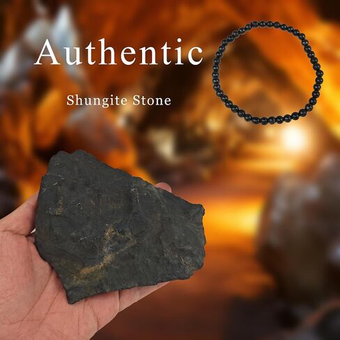 Shungite Bracelet - Natural Black Shungite Stone Beads, Healing Crystal Energy Protection, Handcrafted Jewelry in Kuwait
