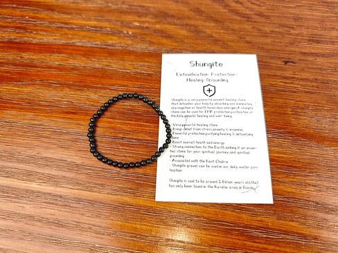 Shungite Bracelet - Natural Black Shungite Stone Beads, Healing Crystal Energy Protection, Handcrafted Jewelry in Kuwait
