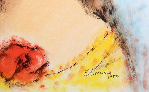 Roger Etienne, Portrait of Girl 85 Gouache On Paper, signed lower right in Saudi Arabia