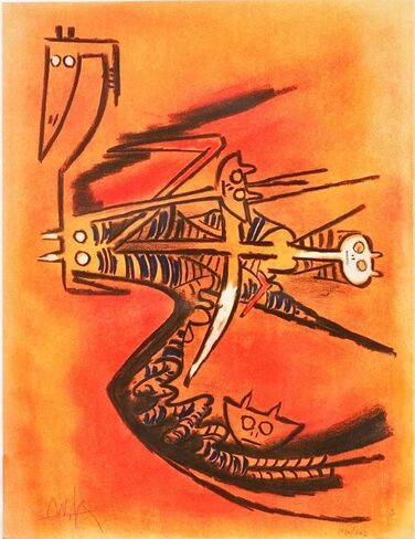 WiFredo Lam ، Soeur de La Gazelle Lithograph ، موقعة وترقيمها بالقلم الرصاص in Saudi Arabia