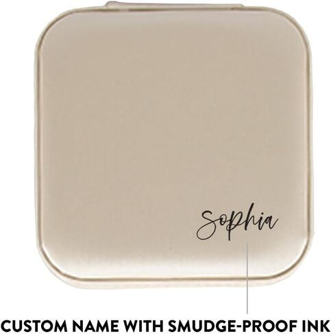 Andaz Press Personalized Jewelry Box For Women, 4"X4" Small Portable Travel Case Organizer Storage For Accessories, Bridesmaids, Personalized Jewelry Travel Case, Birthday Christmas Ideas, White in Kuwait