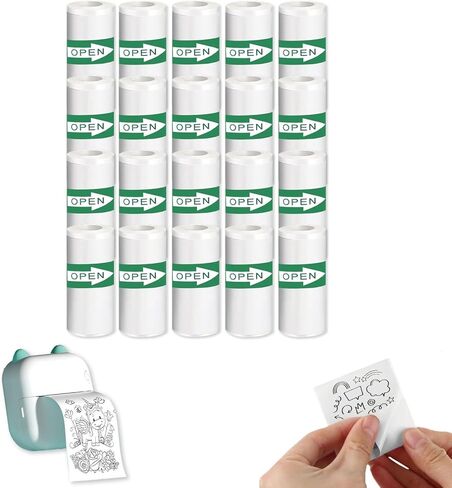 15 لفائف الورق الحراري ذاتي الاستخدام للطابعات المحمولة المصغرة ، 57 × 25 مم ، ورقة ملصق حرارية متوافقة مع T02/M02/M02S/M02 Pro ، ملصقات لامعة بيضاء للصور وطباعة الملاحظة in Kuwait