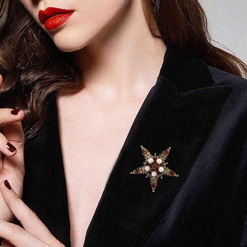 Crystal Flower Brooch Pins for Women Elegant Enamel Rhinestone Floral Brooches Pin Fashion Jewelry for Party Dance Wedding Banquet Brooch for Women Gift in Saudi Arabia
