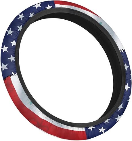 USA Flag Golf Cart Steering Wheel Covers Stretch Golf Cart Accessories Club Car Anti-Slip Absorbing Sweat Interior Decor Odorless Universal 13 14 Inch Gifts for Golfer Womens in Saudi Arabia