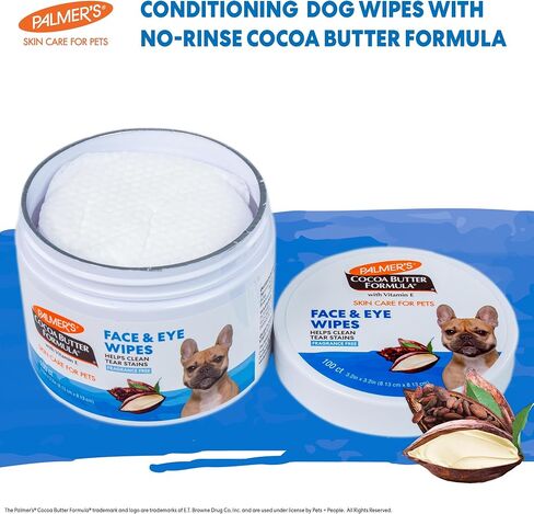 Palmer's for Pets Palmer's for Pets Facial Cleansing Pads with Cocoa Butter 100ct; Small Face Wipes for Dogs with Vitamin E and Cocoa Butter, Dog Eye Cleaning Wipes in Saudi Arabia
