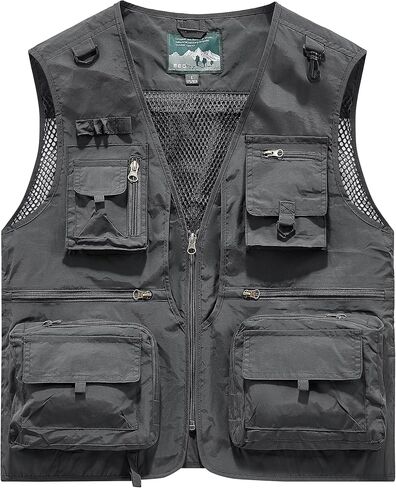 PRIJOUHE Men's Fishing Vest Casual Summer Outdoor Travel Work Safari Vest Lightweight Sleeveless Jacket With Pockets in Kuwait