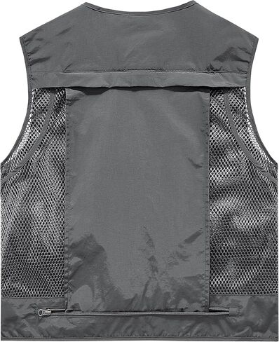 PRIJOUHE Men's Fishing Vest Casual Summer Outdoor Travel Work Safari Vest Lightweight Sleeveless Jacket With Pockets in Kuwait