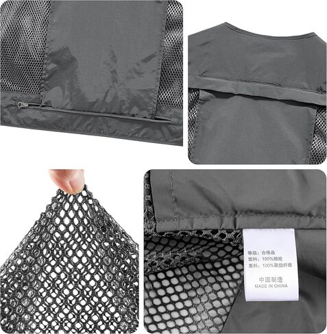 PRIJOUHE Men's Fishing Vest Casual Summer Outdoor Travel Work Safari Vest Lightweight Sleeveless Jacket With Pockets in Kuwait