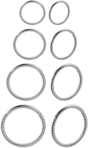4Pairs 16G Twisted Hoop Nose Rings Septum Rings Cartilage Earrings Stainless Steel Helix Conch Daith Earrings 6mm-12mm Body Piercing Jewelry for Women Men in Saudi Arabia