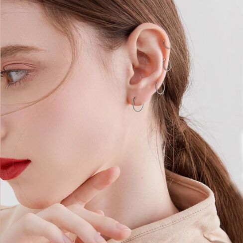 4Pairs 16G Twisted Hoop Nose Rings Septum Rings Cartilage Earrings Stainless Steel Helix Conch Daith Earrings 6mm-12mm Body Piercing Jewelry for Women Men in Saudi Arabia