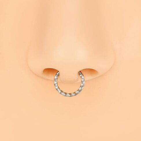 4Pairs 16G Twisted Hoop Nose Rings Septum Rings Cartilage Earrings Stainless Steel Helix Conch Daith Earrings 6mm-12mm Body Piercing Jewelry for Women Men in Saudi Arabia