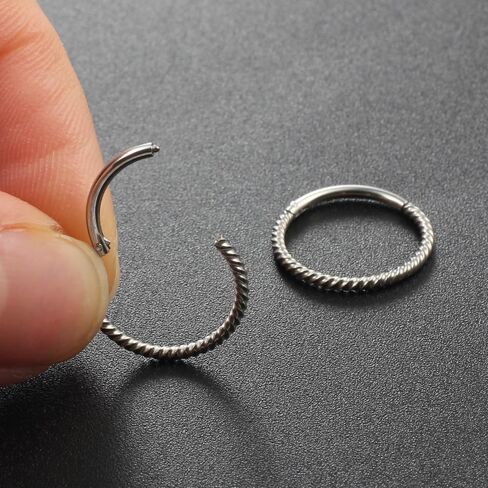 4Pairs 16G Twisted Hoop Nose Rings Septum Rings Cartilage Earrings Stainless Steel Helix Conch Daith Earrings 6mm-12mm Body Piercing Jewelry for Women Men in Saudi Arabia