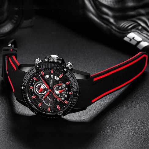 MF MINI FOCUS Men Watch, Chronograph Waterproof Sport Analog Quartz Watches Blue Silicon Strap Fashion Wristwatch for Men in Saudi Arabia
