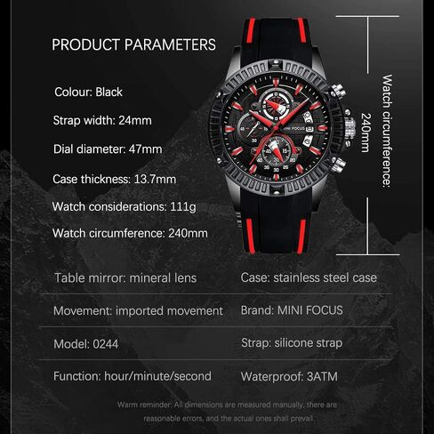 MF MINI FOCUS Men Watch, Chronograph Waterproof Sport Analog Quartz Watches Blue Silicon Strap Fashion Wristwatch for Men in Saudi Arabia