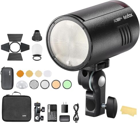 Godox AD100 Pro with AKR1 kit for Photography AD100pro Strobe Flash Light Portable 100Ws 2600mAh Battery 2.4G Wilreless X System 1/8000 HSS 0.01-1.5s Recycling 360 Full Power Flashes in Saudi Arabia