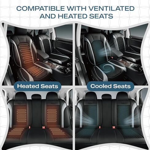 Skechers MAX Cushioning Car Seat Covers,Memory Foam Leather Seat Covers, Air Cooled Car Seat Cover Full Set,Car Seat Cushion Airbag Universal Fit for Most Cars,Vans,Trucks,SUV,Black in Saudi Arabia