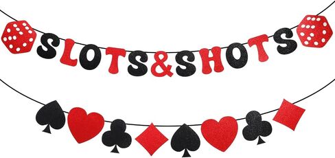 Sherr Poker Party Banner Pre-strung Poker Sign Banner Hanging Dice Garland for Game Night Bachelorette Theme Party Decorations Graduation Supplies (Bright Style) in Saudi Arabia