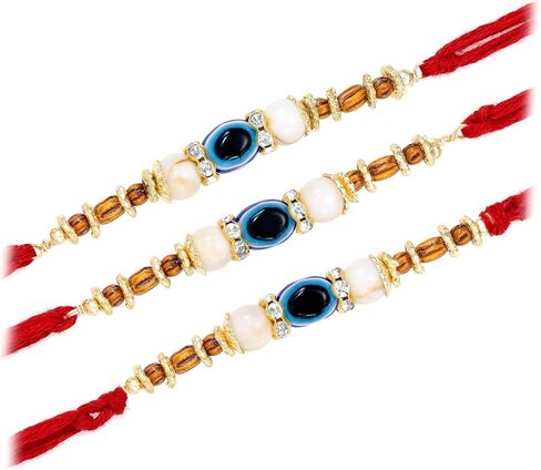 Aheli Evil Eye Red Color Rakhi for Brother Raksha Bandhan Rakhi with Greeting Card (Combo, Pack of 3) in Saudi Arabia