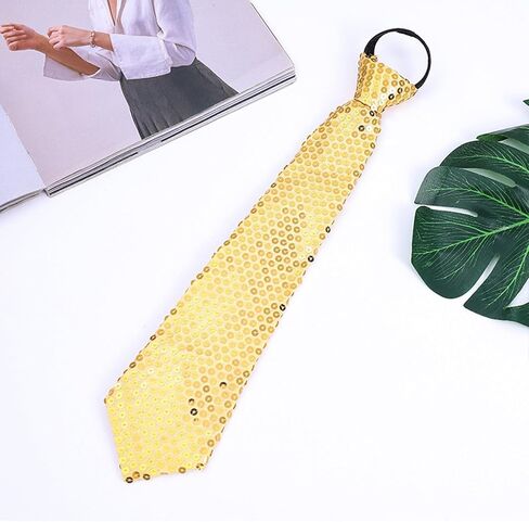 Muloo ساطع الترتر TIE TIE GLITTER PAILLETTE قابلة للتعديل سستة العنق على الرقبة مسبقة التآكل إكسسوارات الأزياء ، تقريبا. 36x8cm/14.17x3.15in ، البرتقال in Kuwait