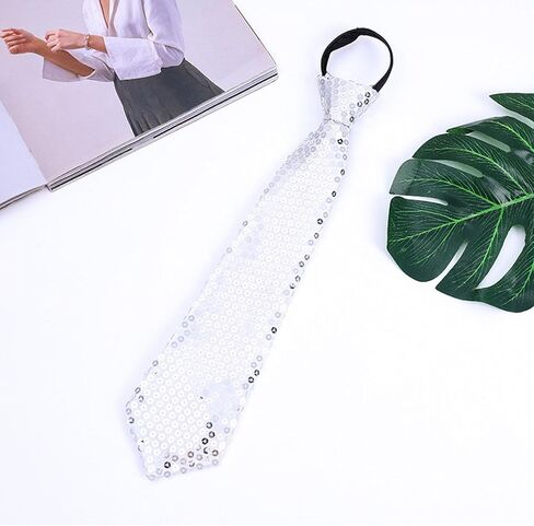 Muloo ساطع الترتر TIE TIE GLITTER PAILLETTE قابلة للتعديل سستة العنق على الرقبة مسبقة التآكل إكسسوارات الأزياء ، تقريبا. 36x8cm/14.17x3.15in ، البرتقال in Kuwait