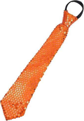 Muloo ساطع الترتر TIE TIE GLITTER PAILLETTE قابلة للتعديل سستة العنق على الرقبة مسبقة التآكل إكسسوارات الأزياء ، تقريبا. 36x8cm/14.17x3.15in ، البرتقال in Kuwait