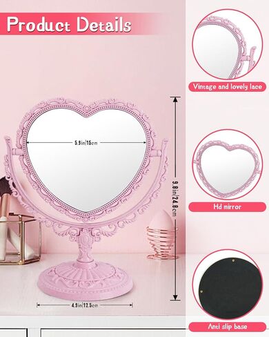 مرآة قلب D & XQAUO PINK للمكتب Coquette Room Decor in Kuwait