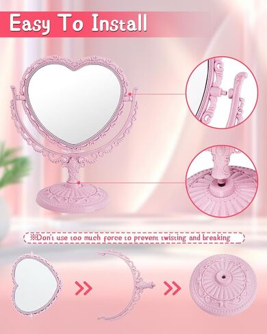 مرآة قلب D & XQAUO PINK للمكتب Coquette Room Decor in Kuwait
