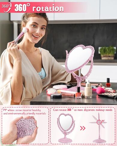 مرآة قلب D & XQAUO PINK للمكتب Coquette Room Decor in Kuwait