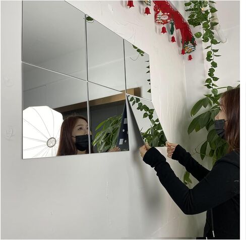 Wall Mirror Full Length for Bedroom,Glass Gym Mirrors,Extra Thick: 0.12 inch,（Hexagonal Mirror） 6 x 10 x12 inch 6 Pcs, It is Suitable for Dance Studios, Wardrobe Doors, bedrooms, Gyms. in Saudi Arabia