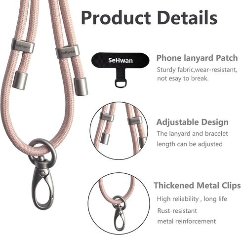 Cell Phone Lanyard Adjustable,2×Pads,1×Adjustable Neck Strap,1×Adjustable Wrist Strap,Outdoor Travel Essential (Blue) in Saudi Arabia