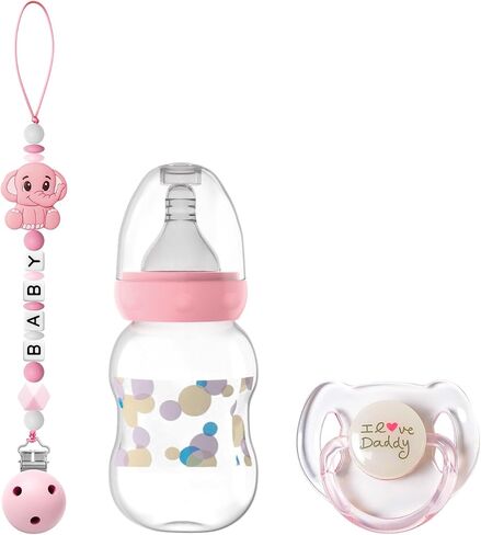 SCOM 3 Pcs Reborn Baby Doll Accessories Set - Magnetic Pacifiers & Baby Bottles with Silicone Pacifier Clips for Reborn Dolls Boys & Girls for Doll Lovers in Kuwait