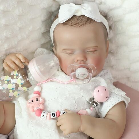 SCOM 3 Pcs Reborn Baby Doll Accessories Set - Magnetic Pacifiers & Baby Bottles with Silicone Pacifier Clips for Reborn Dolls Boys & Girls for Doll Lovers in Kuwait