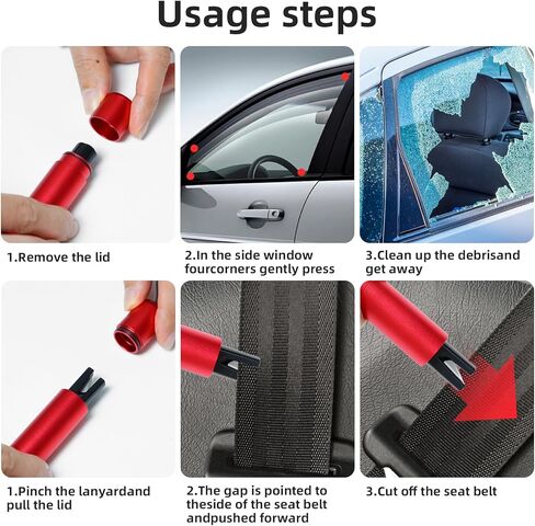 2 PCS Window Breaker Cutter ، أدوات كسر نافذة السيارات ، قاطعات زجاجية للطوارئ ، إكسسوارات أدوات نافذة السيارات (أسود ، أحمر) in Kuwait
