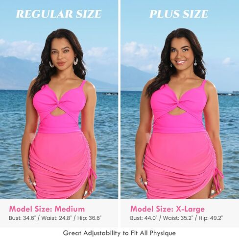 Women's One Piece Swimsuit Tummy Control Swim Dress V Neck Cutout Bathing Suits Wrap Drawstring Sarong Swimwear in Kuwait