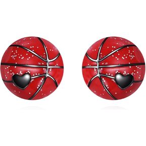 Basketball Stud Earrings for Women Teen S925 Sterling Silver Sparkly Simple Shiny Sports Jewelry in Saudi Arabia