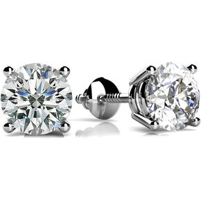 2.00 Ct Size Round Cut Cubic Zirconia Stud Earrings in 14 Kt White Gold Screw Back in Saudi Arabia