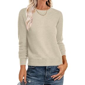 سترة anrabess للنساء الطويل الأكمام Crewneck 2025 خريف الشتاء لينة فضفاضة ناع in Kuwait