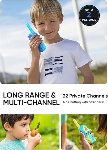 Rechargeable Walkie Talkies for Kids Walkie Talkies Long Range for Boy & Girl Age 3 to 12 Year Old Birthday Toys - 3 Pack Blue Orange Rose in Kuwait