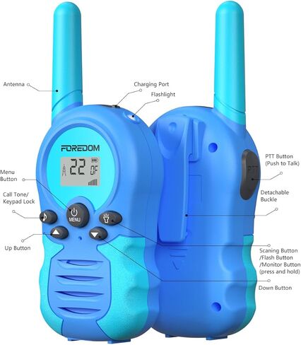 Rechargeable Walkie Talkies for Kids Walkie Talkies Long Range for Boy & Girl Age 3 to 12 Year Old Birthday Toys - 3 Pack Blue Orange Rose in Kuwait